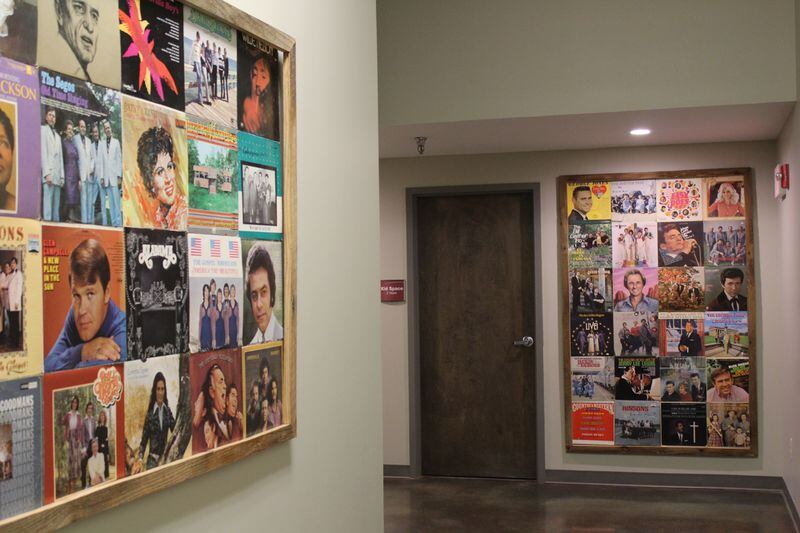 Album covers decorate the halls at Mill Town Music Hall in Breman, Ga. Photo: Melissa Ruggieri