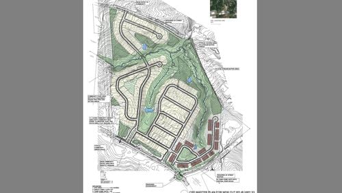 Braselton will consider a project to build 311 attached and detached single-family dwelling units on about 92 acres on the northern side of the intersection of Highway 53 and New Cut Road. (Courtesy Town of Braselton)