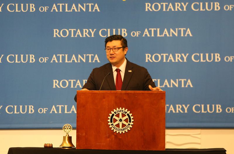 2/4/19 - Atlanta - U.S. Attorney Byung J. “BJay” Pak speaks to the Rotary Club of Atlanta on Monday, February 4. This is Pak’s first address to the civic group. EMILY HANEY / emily.haney@ajc.com
