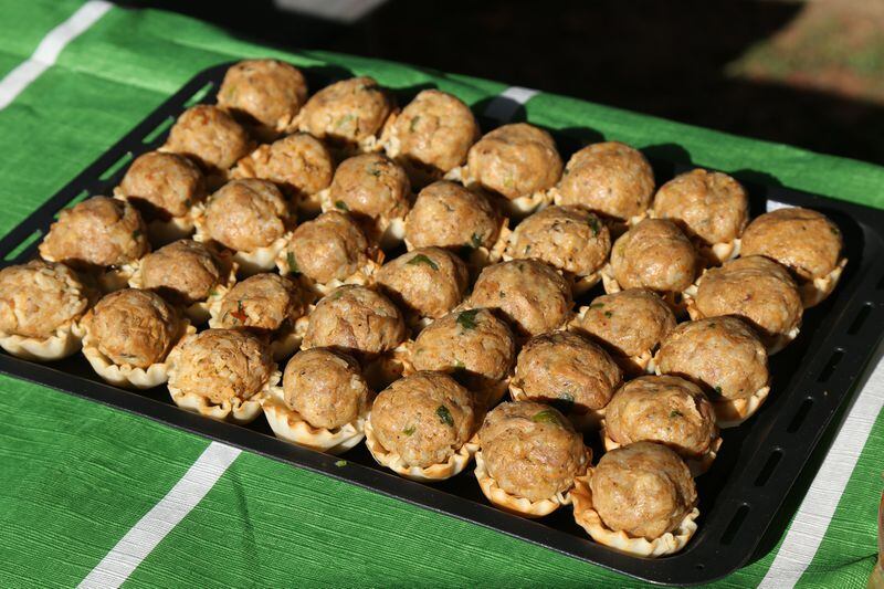 Boudin tarts are served at the Acadiana Bacon Fest and Boudin Cook-Off in Lafayette, Louisiana. Contributed by Robert Carriker