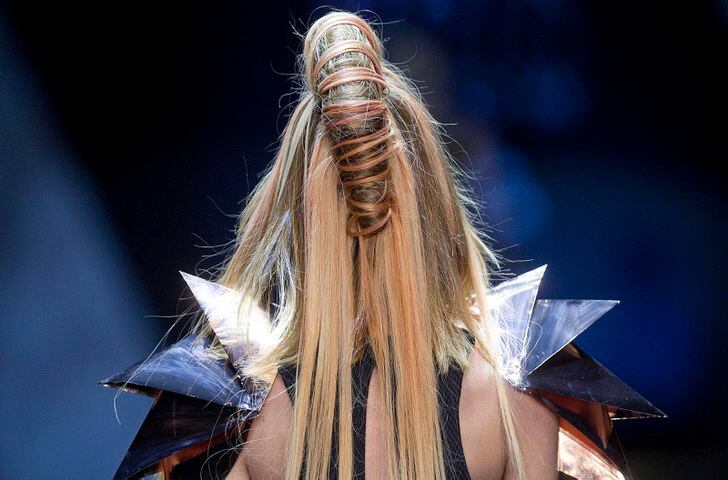 Models show off their hair on the runway