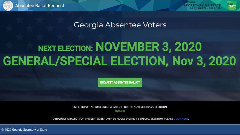 A website where Georgia voters can request an absentee ballot launched Friday. The website is available at ballotrequest.sos.ga.gov.