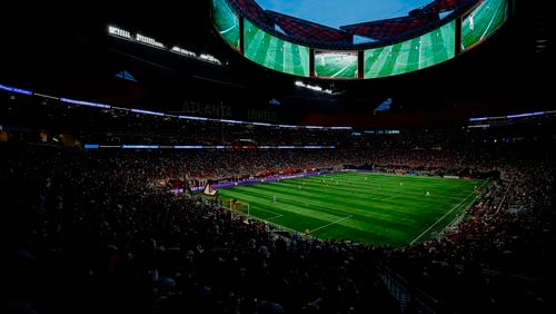 General view during the match against Cincinnati FC at Mercedes-Benz Stadium in Atlanta, GA on Saturday April 20, 2024. (Photo by Alex Slitz/Atlanta United)
