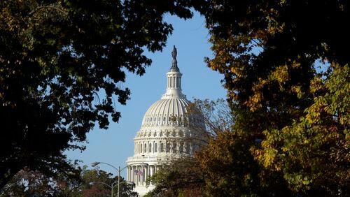 A view of Capitol Hill in Washington, Tuesday, Nov. 8, 2016, on election day. (AP Photo/Susan Walsh)