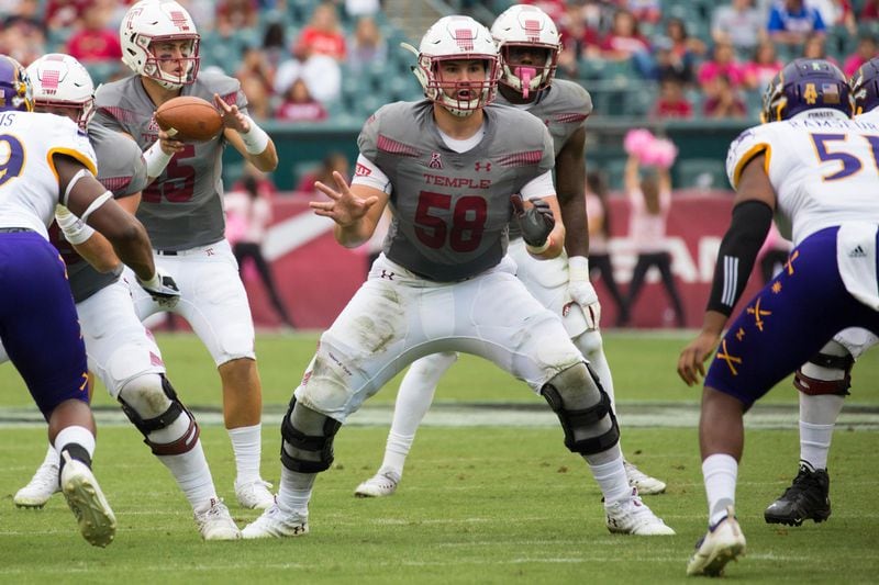 Temple center Matt Hennessy was selected in the third round of the NFL draft by the Falcons. (Credit: Temple Athletics)