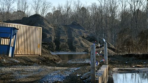 A waste pile at a site run by TAV Holdings Inc. is shown on January 26, 2022. The Environmental Protection Agency issued an emergency order earlier this year against the scrap metal processing facility, citing the “imminent and substantial endangerment” its hazardous waste releases may pose to the public and the environment.