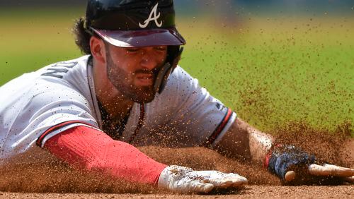 Braves’ Dansby Swanson is hitting .239 but playing strong defense. AJC file photo.