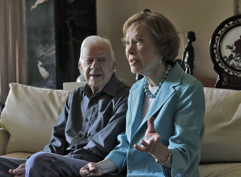 Jimmy and Rosalynn Carter talk about their years together in 2016 while in his office at the Carter Center in Atlanta. BOB ANDRES / BANDRES@AJC.COM