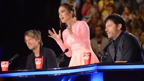AMERICAN IDOL XIII: L-R: Keith Urban, Jennifer Lopez and Harry Connick, Jr, on AMERICAN IDOL XIII airing Wednesday, May 7 (8:00-10:00 PM ET / PT) on FOX. CR: Michael Becker / FOX. Copyright 2014 / FOX Broadcasting. Odds are slim all three judges are returning next year. CREDIT; Fox