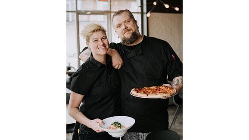 Leslie Cohen, owner-chef of Firepit Pizza Tavern, and executive chef Shaun Whitmer. / Photo by Brynn del Risco