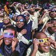 Fourth-graders and fifth-graders from the Mohammed schools of Atlanta watch the eclipse at Fernbank Science Center. JOHN SPINK/JSPINK@AJC.COM