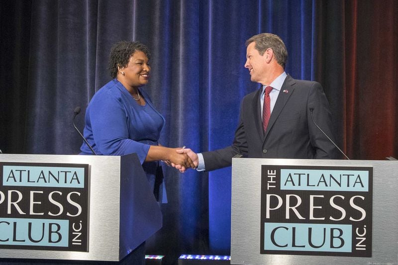 While speaking to a crowd in San Antonio, Democrat Stacey Abrams avoided mention of her defeat to Republican Brian Kemp in Georgia's 2018 race for governor. ALYSSA POINTER / THE ATLANTA JOURNAL-CONSTITUTION