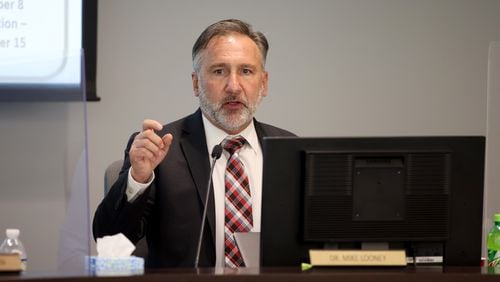 Fulton County Schools Superintendent Mike Looney is shown during a meeting at the Fulton County District’s North Learning Center in May 2022 in Sandy Springs. The county's school board approved a budget on Tuesday for the upcoming fiscal year. (Jason Getz / Jason.Getz@ajc.com)