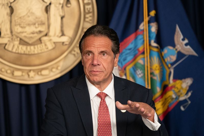 In the late 2000s, then-New York Attorney General Andrew Cuomo (seen here in 2021) led an investigation into whether state officials took bribes to steer investments from the state’s largest public pension fund. Cuomo said the fund was “served up to fixers, finders and fundraisers like Bill White, who used his access to fill his pockets.”  (Don Pollard/Office of Governor Andrew M. Cuomo/TNS)