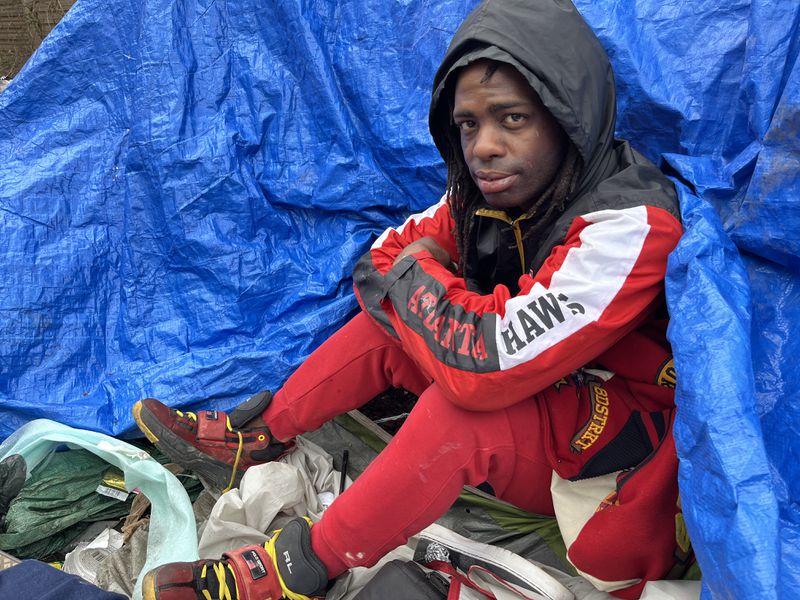 Erin Frazier lived on The Hill, one of the largest homeless encampments in Atlanta before it was cleared in late 2022. He got housing through a city program but then ended up living back on the streets, which he said is not where he wants to be. Matt Kempner / The Atlanta Journal-Constitution