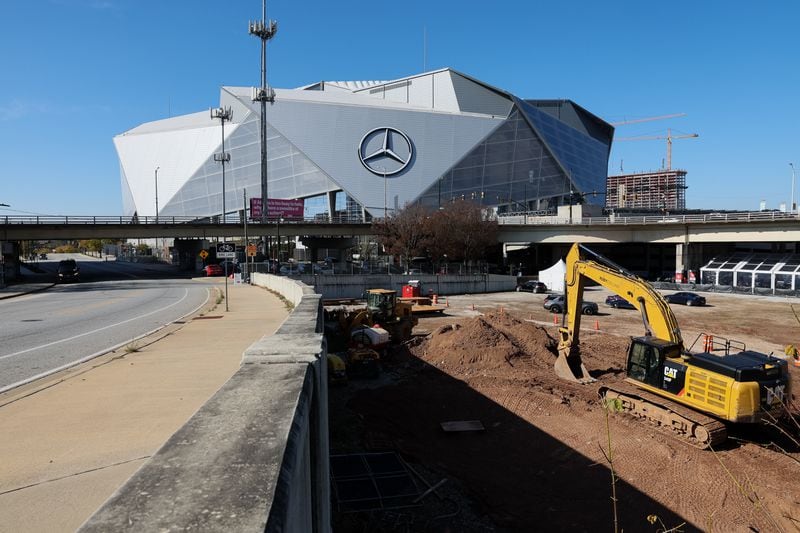 A groundbreaking ceremony for the Centennial Yards Atlanta Development is held in Atlanta on Thursday, November 17, 2022.   (Arvin Temkar / arvin.temkar@ajc.com)