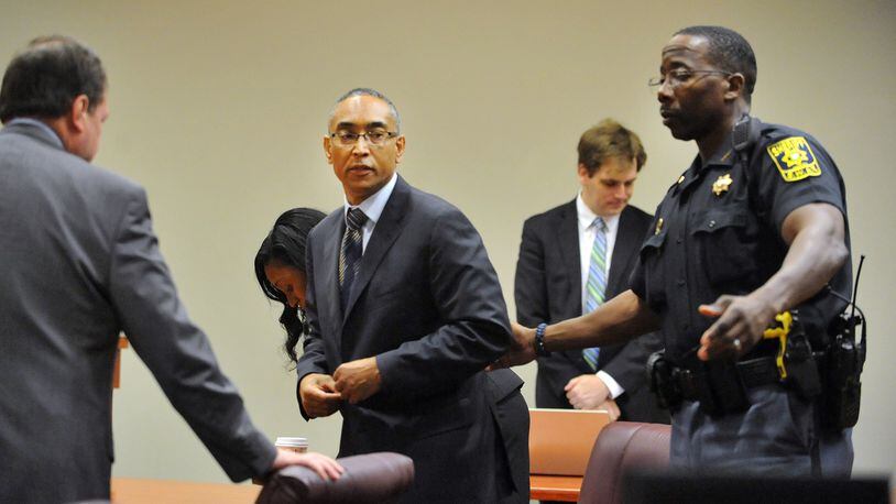 JULY 1, 2015 DECATUR DeKalb CEO Burrell Ellis is led out of the courtroom after he was found guilty on 4 counts in his retrial before Superior Court Judge Courtney Johnson Wednesday, July 1, 2015. KENT D. JOHNSON /KDJOHNSON@AJC.COM