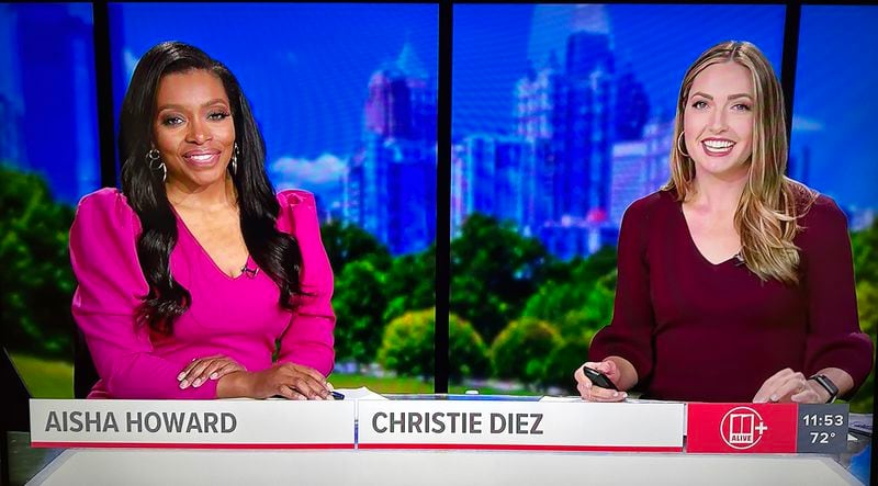 Aisha Howard and Christie Diez host the first 11Alive newscast at 11 a.m. on April 29, 2024. Diez was subbing in for Cheryl Preheim, who was set to be at the desk May 1. WXIA-TV