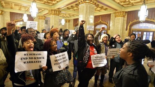 Georgia State students and members of Generation Y Project rally against police brutality In January 2015. Among other demands, the group sought increased power for the Atlanta Citizens Review Board. (AJC file / Brant Sanderlin)