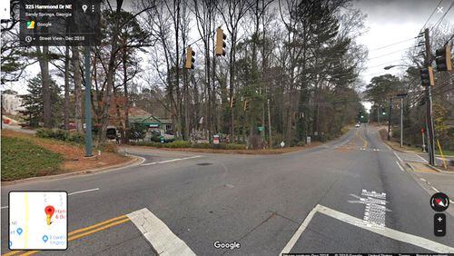 The intersection of Boylston and Hammond drives near downtown Sandy Springs will be redesigned by the engineering firm of Calyx|NV5 under a contract with the city. GOOGLE MAPS