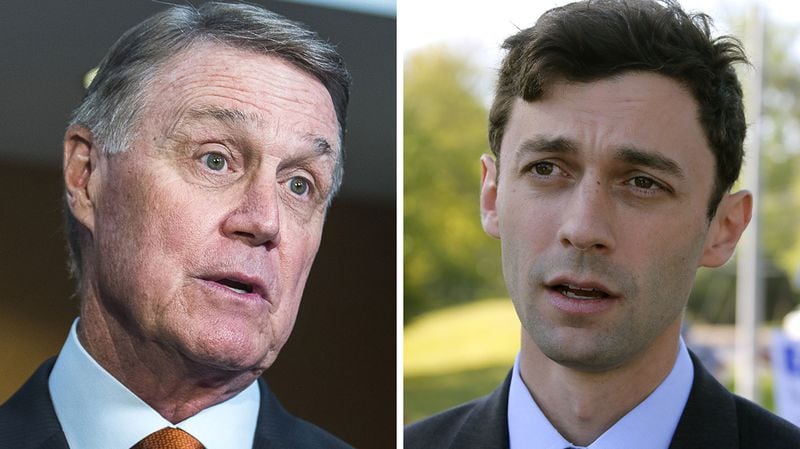 A new poll conducted for the AJC shows the race between Republican U.S. Sen. David Perdue, left, and Democrat Jon Ossoff is too close to call at this point.