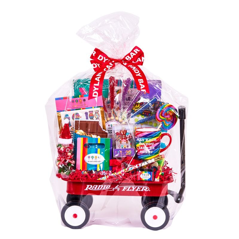 This Radio Flyer wagon is filled to the brim with holiday treats and after eating and sharing, the wagon easily totes younger kids and their things.
(Courtesy of Dylan’s Candy Bar)