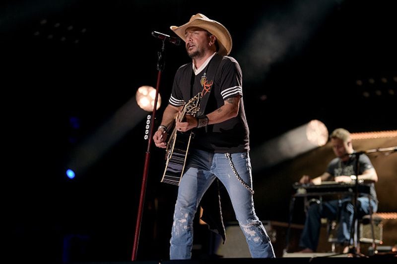  Singer-songwriter Jason Aldean performs onstage during the 2018 CMA Music festival at the Nissan Stadium on June 7, 2018 in Nashville, Tennessee.  Alden will bring his stadium jaunt to his home state this summer as well.