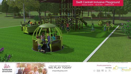Additions will include a main play structure that features wheelchair-accessible ramps, sensory stations, an eight-person wheelchair we-go-round and a slide. (Rendering courtesy of Kennesaw)