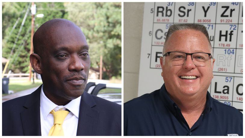 Wade Anthony (left) is challenging incumbent Dacula Mayor Trey King (right) in this year's election to lead the Gwinnett city. (Tyler Wilkins / tyler.wilkins@ajc.com)