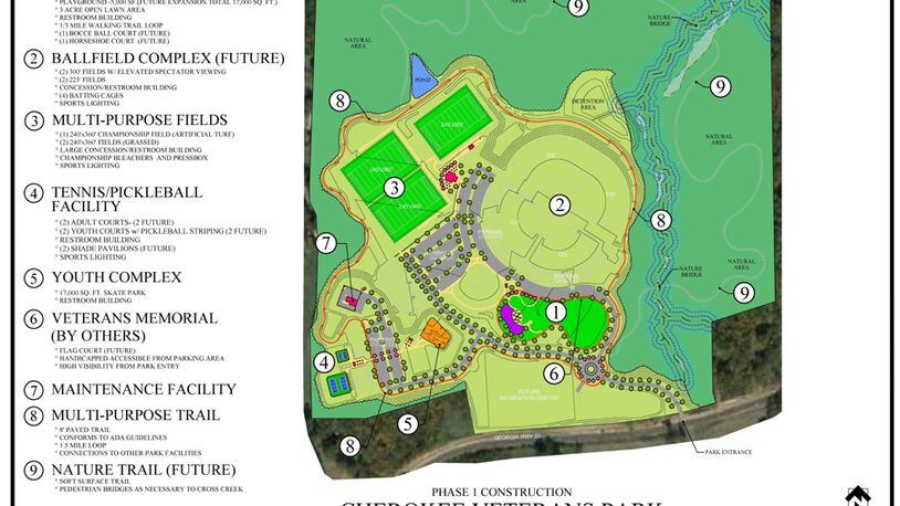 Veteran’s Park, with 149 acres, is being built on Cumming Highway in Canton. The Cherokee County Board of Commissioners recently approved spending $114,963 outfitting it and the new Patriot’s Park with picnic tables, grills and other amenities. CHEROKEE RECREATION & PARKS AGENCY