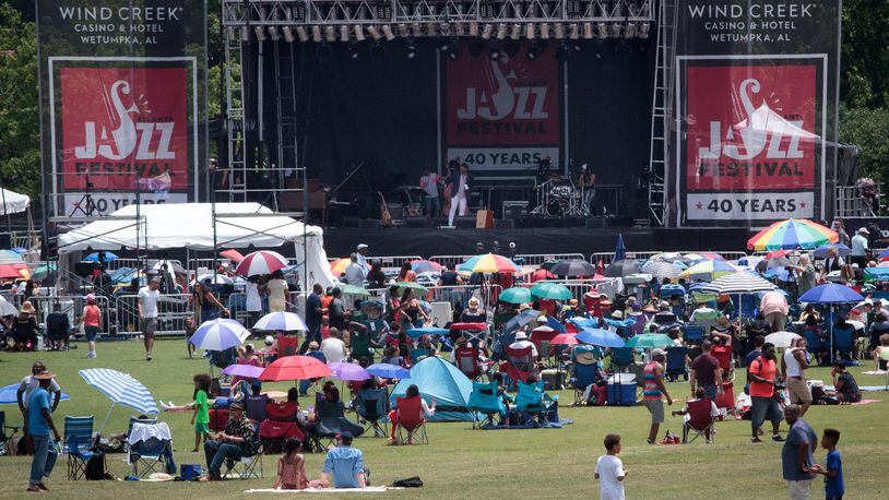 Allan Harris plays to an early crowd on the Legend Stage during the Atlanta Jazz Festival Saturday in Piedmont Park, May 27, 2017. This year marks the 40th anniversary of the Atlanta Jazz Festival, one of the largest free jazz festivals in the country. STEVE SCHAEFER / SPECIAL TO THE AJC
