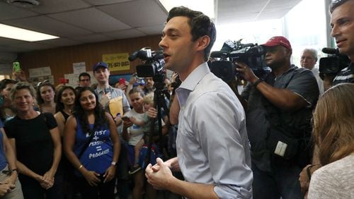 Democratic candidate Jon Ossoff visits his Chamblee campaign office to thank volunteers and supporters as he runs for Georgia's 6th Congressional District on June 19, 2017. (Photo by Joe Raedle/Getty Images)