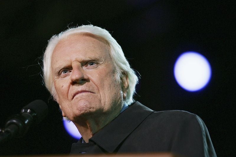 Billy Graham preaches on the third night of the Greater Los Angeles Billy Graham Crusade on Nov. 20, 2004 in Pasadena, Calif.