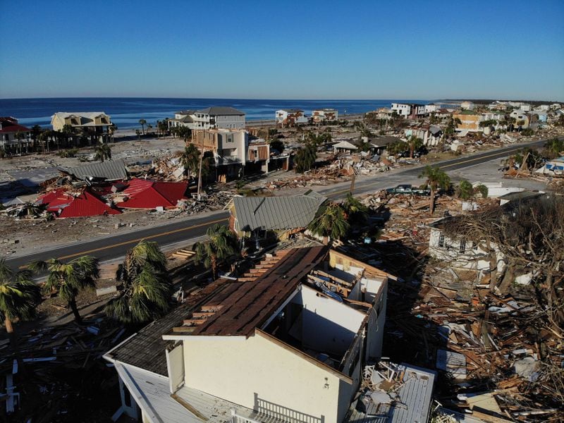 This shows damage in the immediate aftermath of Hurricane Michael in Mexico Beach, Fla., Oct. 13, 2018. People in Mexico Beach hope it will keep its laid-back vibe when it rebuilds. CHANG W. LEE / THE NEW YORK TIMES