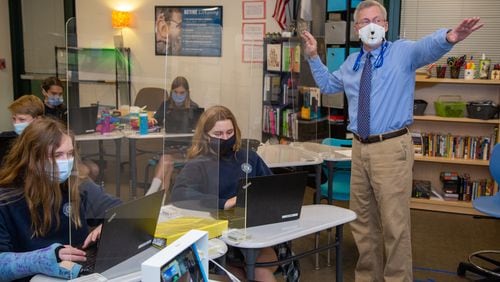 Mr Brad Lantis teaches a 7th grade technology class at Cornerstone Christian Academy in Peachtree Corners on Monday January 25th, 2021 For a story on the Top Workplace small category. PHIL SKINNER FOR THE ATLANTA JOURNAL-CONSTITUTION.