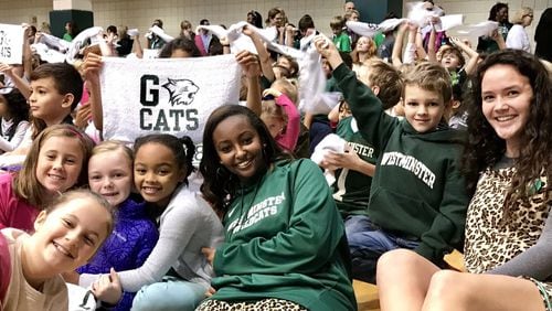 Like kids across the state and the nation, students at The Westminister Schools are now learning through online classes. This photo from a pep rally recalls a time when they were together. COURTESY OF THE WESTMINSTER SCHOOLS