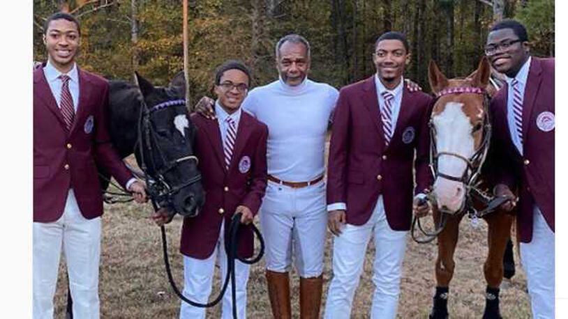 Members of the Morehouse College polo team pose for a picture. It's believed to be the first polo team at a historically black college or university.
