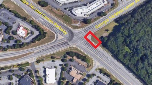 Repair of a sinkhole at the intersection of Ga. Hwys. 74 and 54 in Peachtree City will cause lane closures and traffic delays through July. Courtesy GDOT
