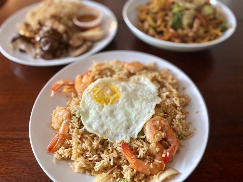 Two Fish Myanmar’s shrimp fried rice, with a fried egg on top, may be simple, but it hits the spot. Wendell Brock for The Atlanta Journal-Constitution
