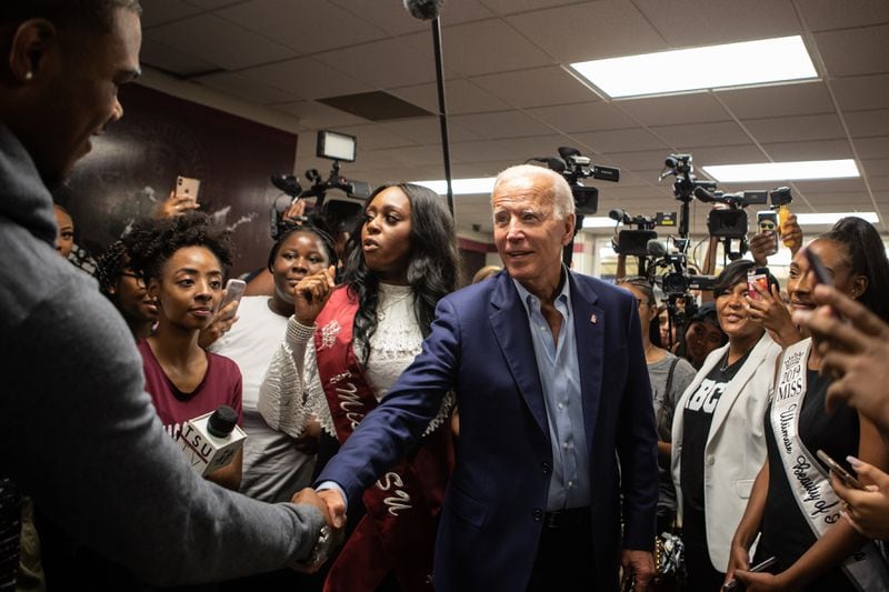 Former Vice President Joe Biden campaigns in Houston with Atlanta Mayor Keisha Lance Bottoms at his side on Friday, Sept. 13, 2019. (Michael Starghill Jr./The New York Times)