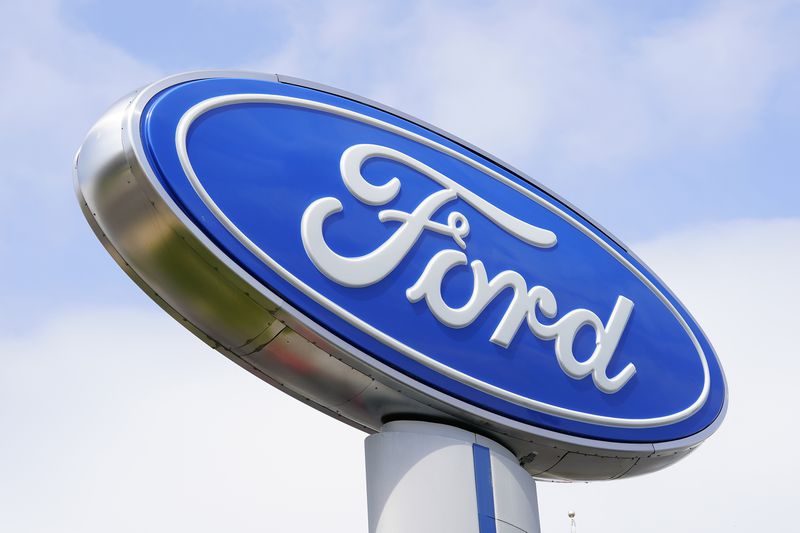 FILE - A Ford sign is shown at a dealership in Springfield, Pa., Tuesday, April 26, 2022. Ford is recalling nearly 43,000 small SUVs, Wednesday, April 10, 2024, because gasoline can leak from the fuel injectors onto hot engine surfaces, increasing the risk of fires. But the recall remedy does not include repairing the fuel leaks.(AP Photo/Matt Rourke)