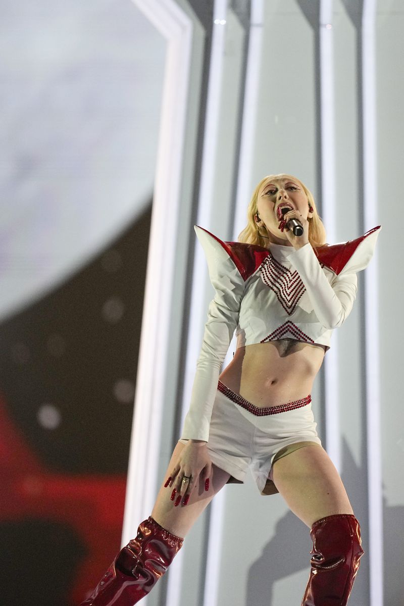 LUNA of Poland performs the song The Tower during the first semi-final at the Eurovision Song Contest in Malmo, Sweden, Tuesday, May 7, 2024. (AP Photo/Martin Meissner)