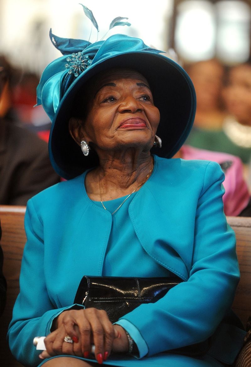 Christine King Farris, watching a broadcast of President Barack Obama's second inauguration in 2013, was the oldest sister of Rev. Martin Luther King Jr. and a long-time faculty member at Spelman College.