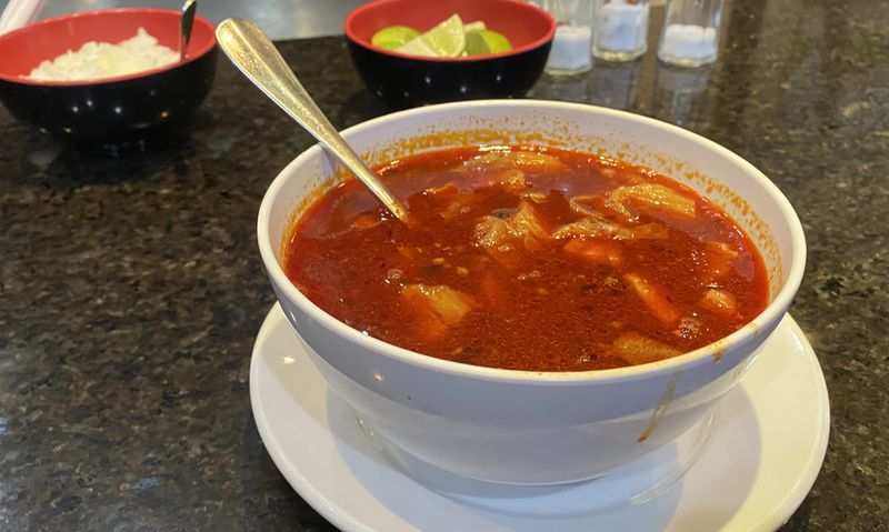 Birrieria Landeros offers menudo on weekends. The stew features generous bites of beef tripe in a spicy chile pepper broth. Ligaya Figueras/ligaya.figueras@ajc.com