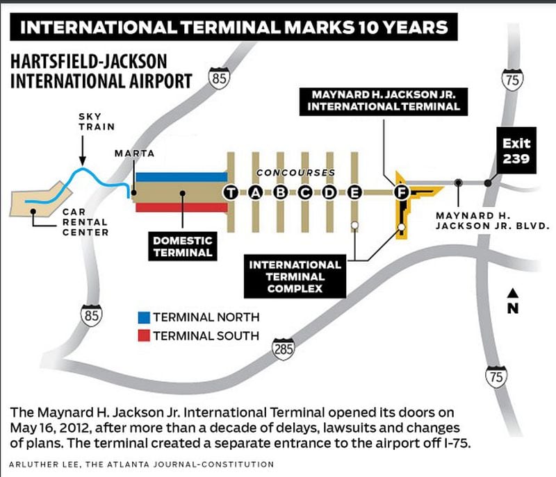 A map of Hartsfield-Jackson International Airport.
