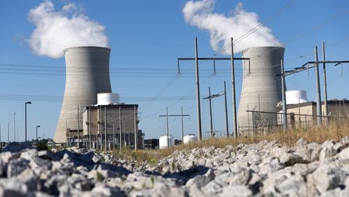Units 3 (left) and 4 (right) are seen at Plant Vogtle, operated by Georgia Power Co., in east Georgia's Burke County near Waynesboro, on Wednesday, May 29, 2024. (Arvin Temkar / AJC)