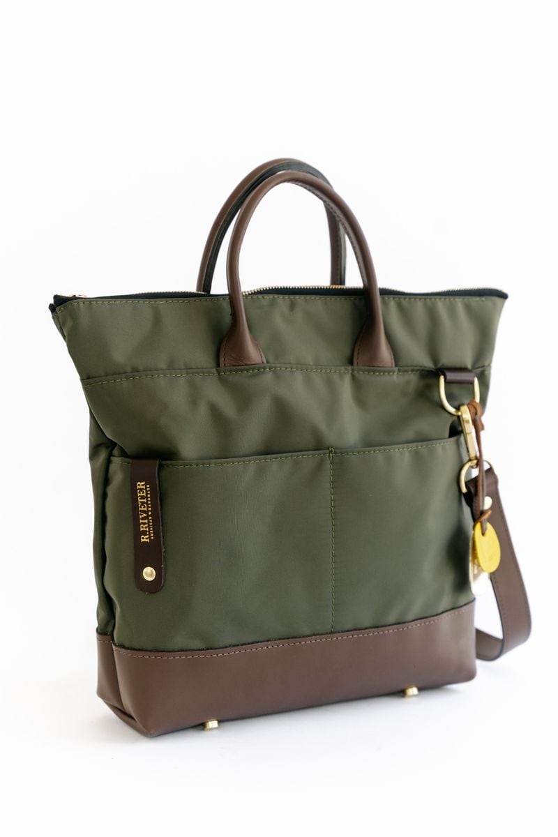 The Otto bag is one of the top sellers for R. Riveter, an Atlanta-born company that supports military spouses by hiring them to create and assembly handbags. Image credit: R. Riveter