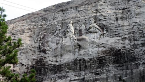 The carving at Stone Mountain depicts three Confederate generals from the Civil War.