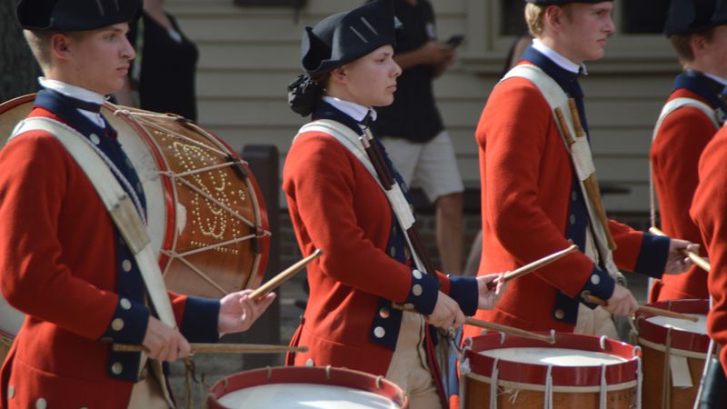 Musical marching demonstrations in full regalia are a common occurrence at Colonial Williamsburg.
 (Myscha Theriault/TNS)