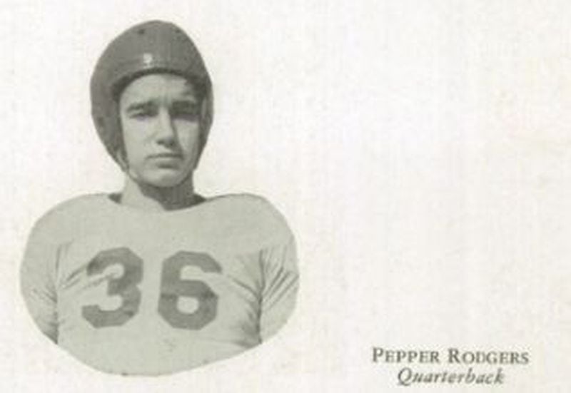 Pepper Rodgers was the quarterback of Brown's 1949 Class AA championship team. He was Georgia Tech’s backup quarterback in 1952 and starter in 1953.